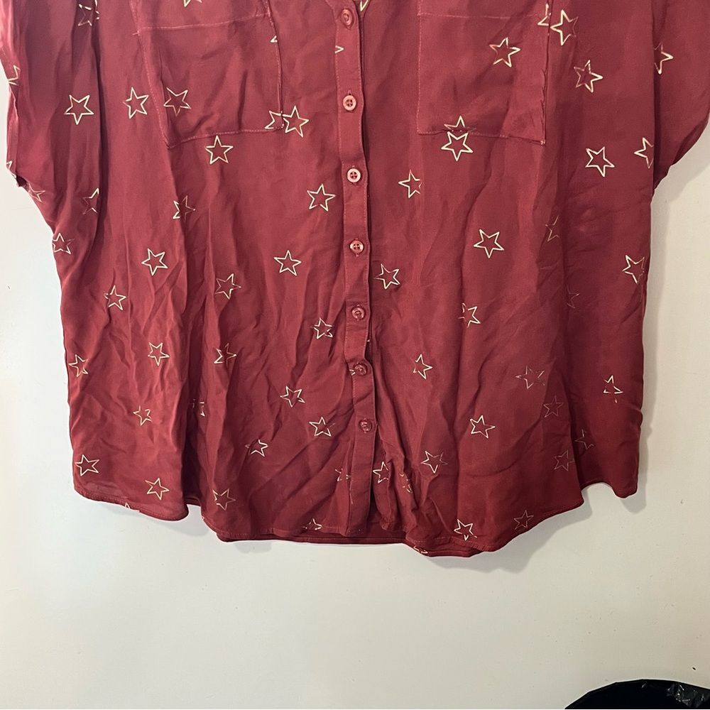 Torrid Pink Flutter Sleeve Button Down Blouse - image 3